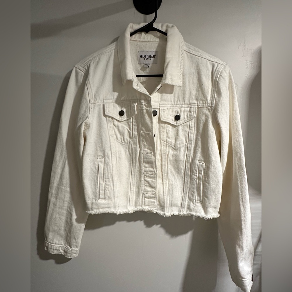 Velvet Heart Cropped Denim Jacket